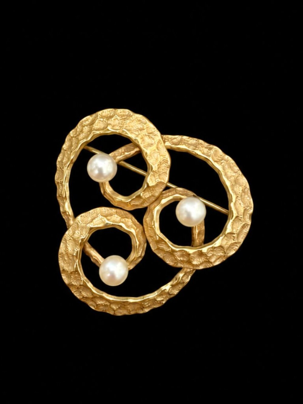 vintage signed Van Dell 12K GF Gold Filled celtic knot pearl spiral brooch pin